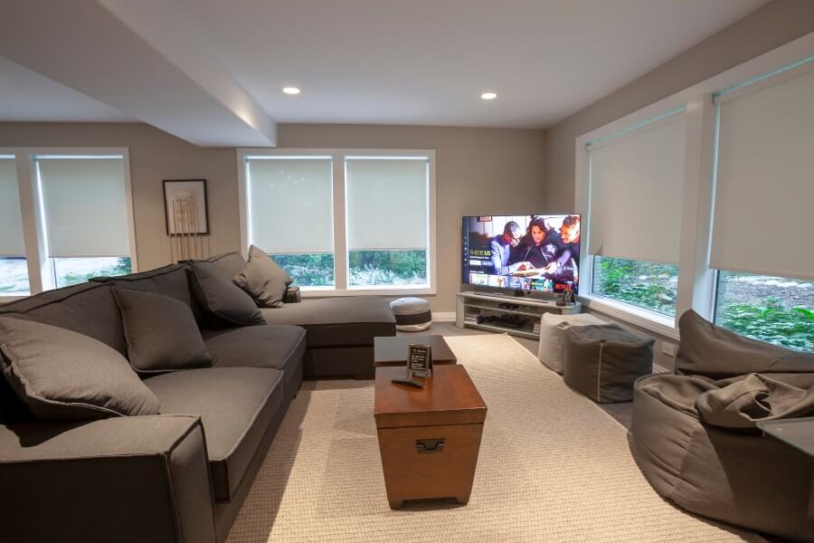 Common space in lower level games room