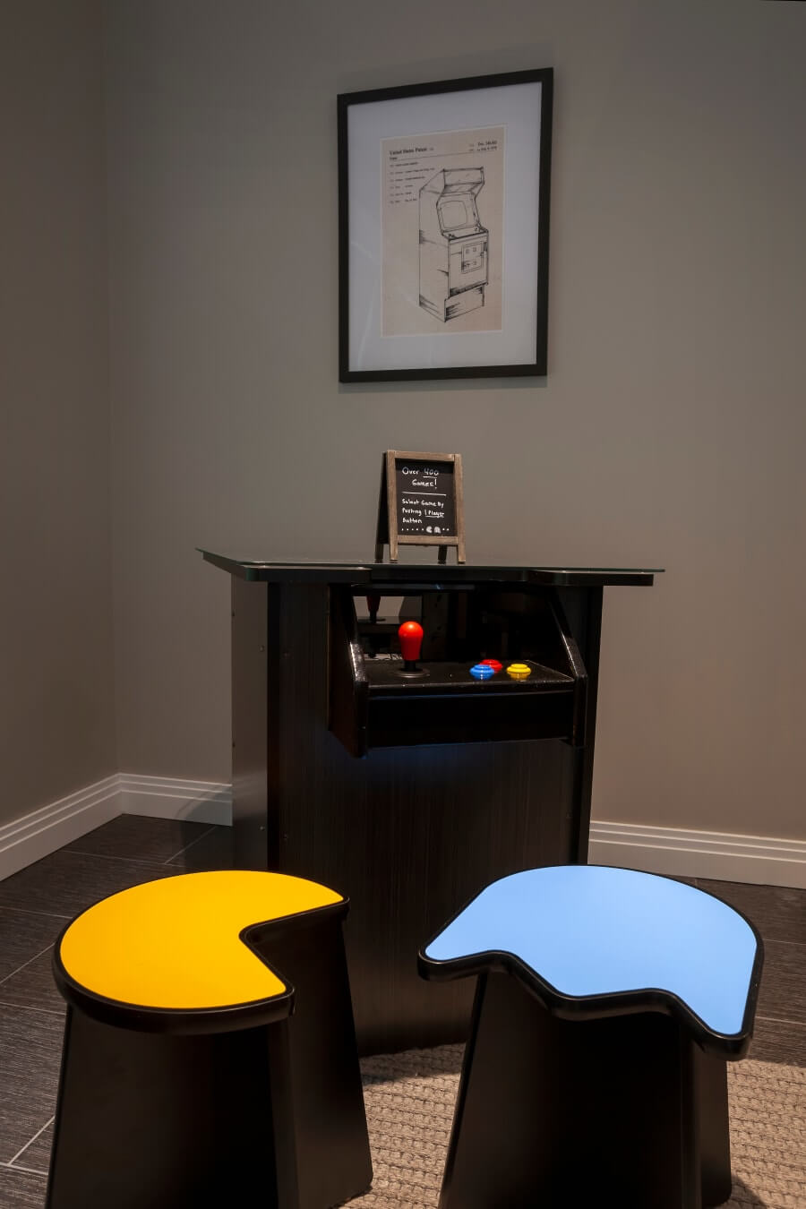 Arcade table in lower level games room